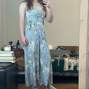 Strapless Floral Flowy Jumpsuit